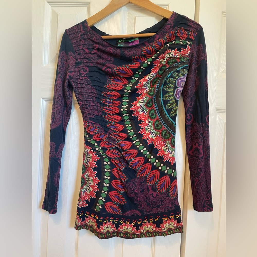 Desigual long sleeve boatneck cowl top